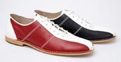 View Item Delicious Junction Watts Mod Retro Dancing Bowling Shoe Red White Blue 